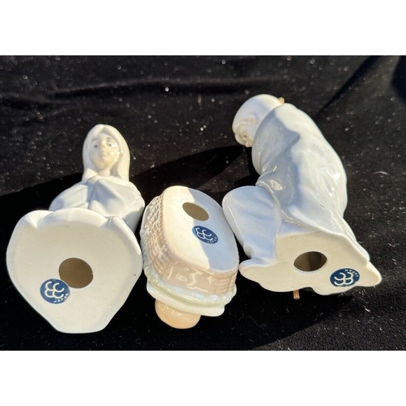 Cream & Blue Hummel Nativity Set 5" Scene 3 Piece Set Porcelain Baby Jesus -S86 - Picture 11 of 13